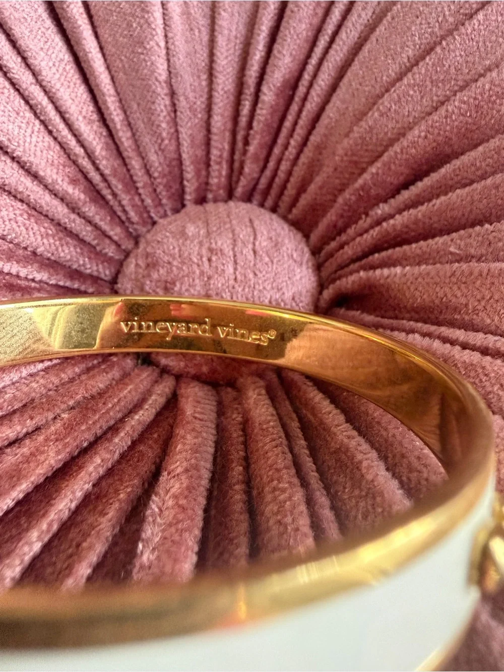 Gold & White Vineyard Vines Whale Accent Bangle Bracelet - Women Jewelry
